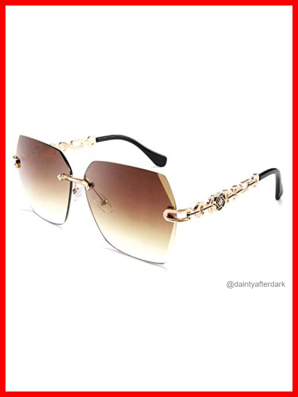 Rimless Sunglasses for Women Stainless Steel Camellia Temple UV400